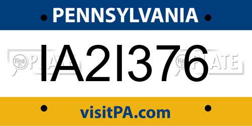 IA2I376 Pennsylvania License Plate
