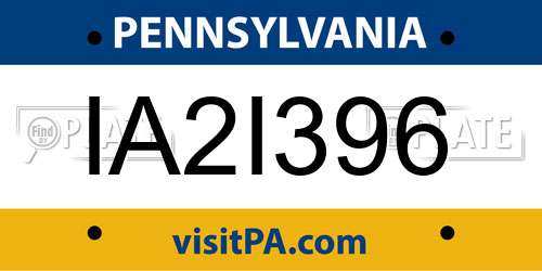 IA2I396 Pennsylvania License Plate