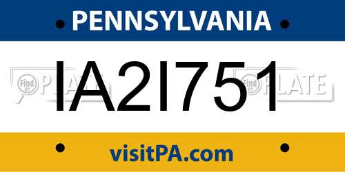 IA2I751 Pennsylvania License Plate