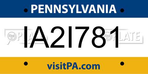 IA2I781 Pennsylvania License Plate