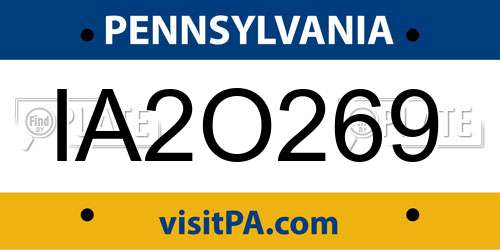 IA2O269 Pennsylvania License Plate