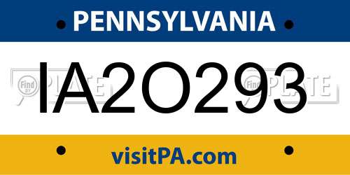 IA2O293 Pennsylvania License Plate