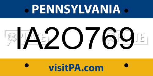 IA2O769 Pennsylvania License Plate