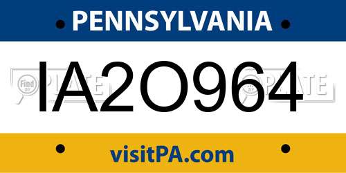 IA2O964 Pennsylvania License Plate