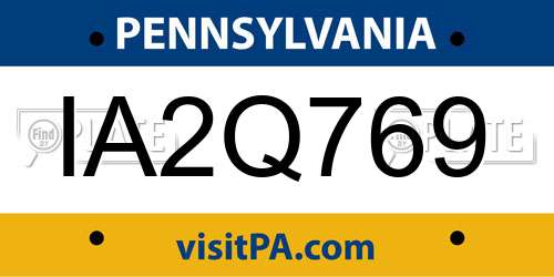 IA2Q769 Pennsylvania License Plate