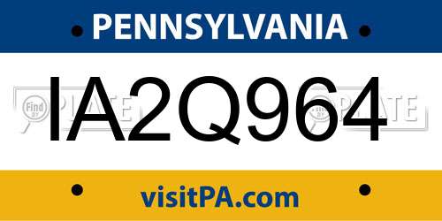 IA2Q964 Pennsylvania License Plate
