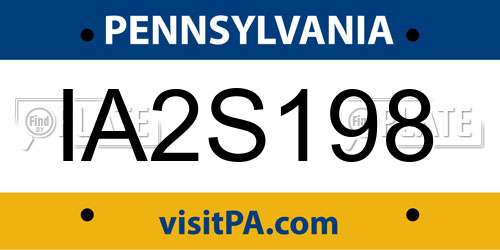 IA2S198 Pennsylvania License Plate