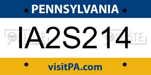 IA2S214 Pennsylvania License Plate