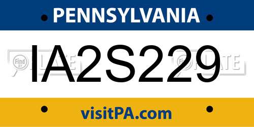 IA2S229 Pennsylvania License Plate