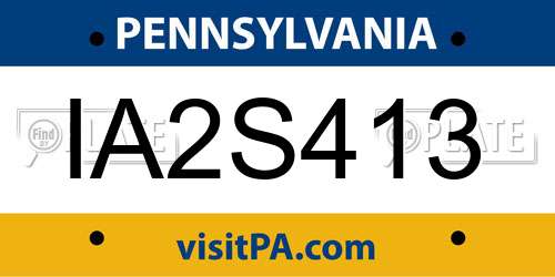 IA2S413 Pennsylvania License Plate