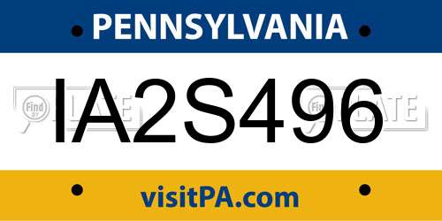IA2S496 Pennsylvania License Plate