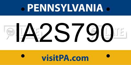 IA2S790 Pennsylvania License Plate