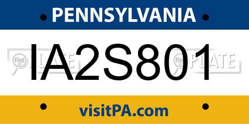 IA2S801 Pennsylvania License Plate