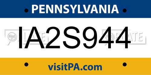 IA2S944 Pennsylvania License Plate