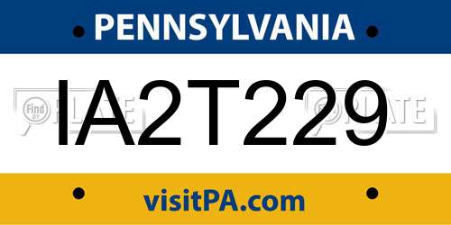 IA2T229 Pennsylvania License Plate