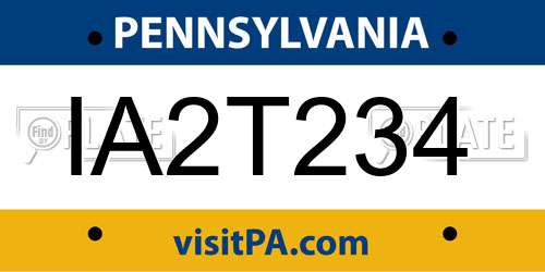 IA2T234 Pennsylvania License Plate