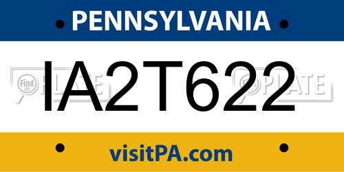IA2T622 Pennsylvania License Plate
