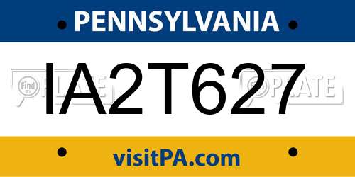 IA2T627 Pennsylvania License Plate