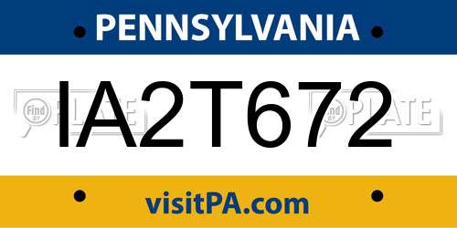 IA2T672 Pennsylvania License Plate