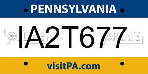 IA2T677 Pennsylvania License Plate
