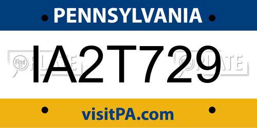 IA2T729 Pennsylvania License Plate