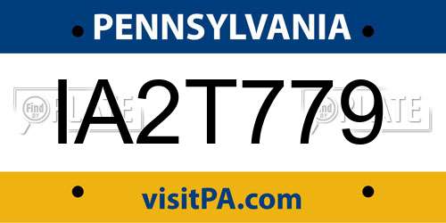 IA2T779 Pennsylvania License Plate