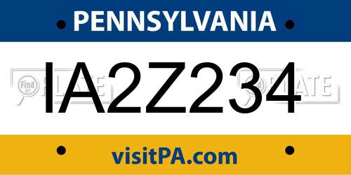 IA2Z234 Pennsylvania License Plate