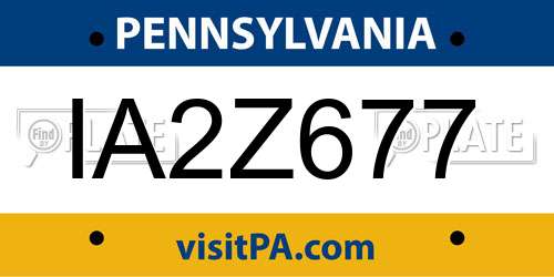 IA2Z677 Pennsylvania License Plate