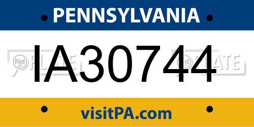 IA30744 Pennsylvania License Plate