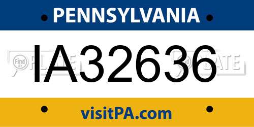 IA32636 Pennsylvania License Plate