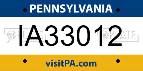 IA33012 Pennsylvania License Plate