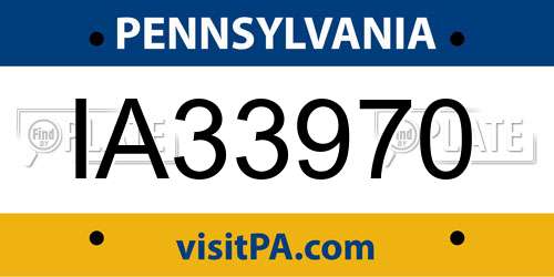 IA33970 Pennsylvania License Plate