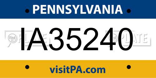 IA35240 Pennsylvania License Plate