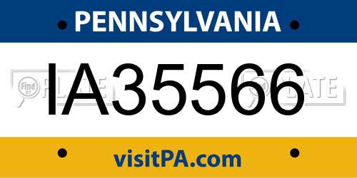IA35566 Pennsylvania License Plate