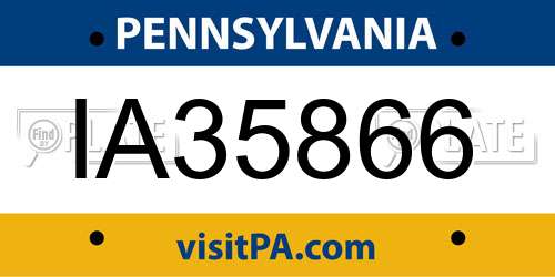 IA35866 Pennsylvania License Plate