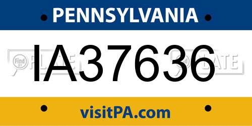 IA37636 Pennsylvania License Plate