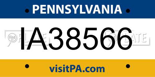 IA38566 Pennsylvania License Plate