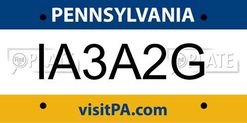 IA3A2G Pennsylvania License Plate