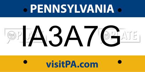 IA3A7G Pennsylvania License Plate