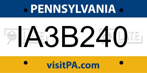 IA3B240 Pennsylvania License Plate