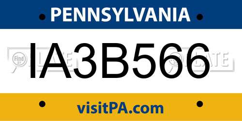 IA3B566 Pennsylvania License Plate