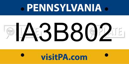 IA3B802 Pennsylvania License Plate