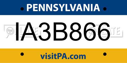 IA3B866 Pennsylvania License Plate