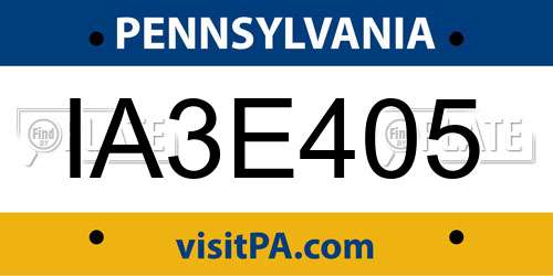 IA3E405 Pennsylvania License Plate