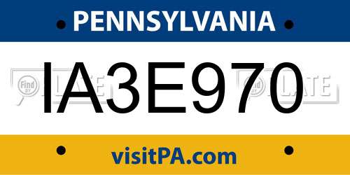 IA3E970 Pennsylvania License Plate
