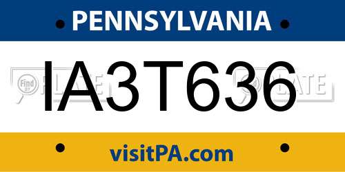 IA3T636 Pennsylvania License Plate