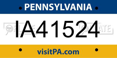 IA41524 Pennsylvania License Plate