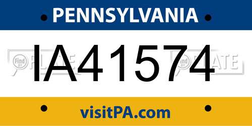 IA41574 Pennsylvania License Plate