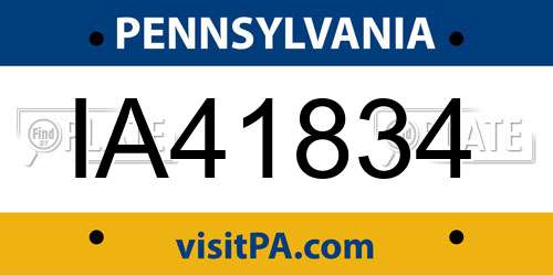 IA41834 Pennsylvania License Plate