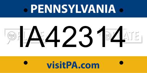 IA42314 Pennsylvania License Plate